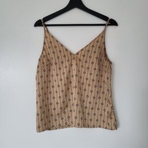 Tan Patterned Sleeveless Top